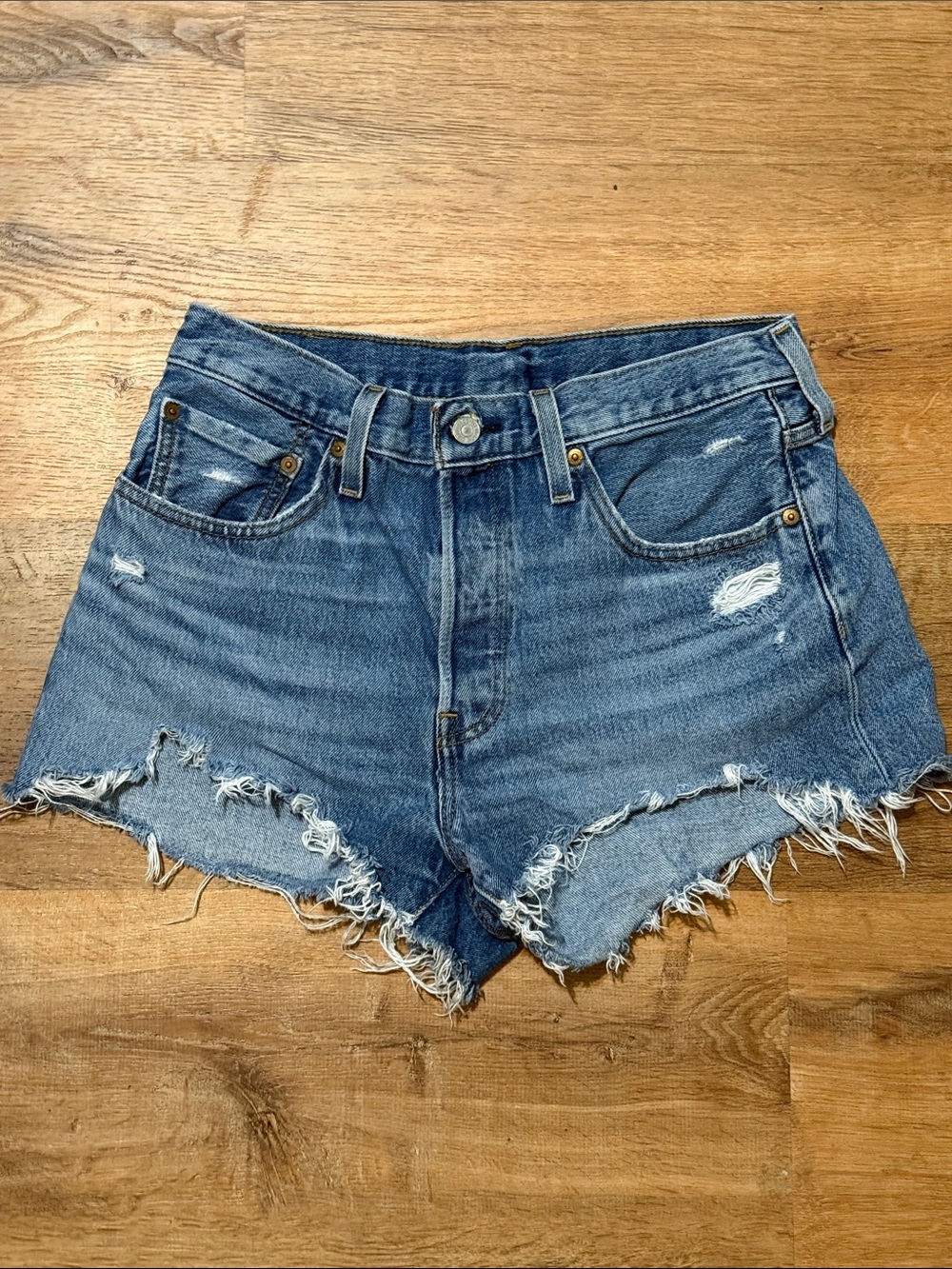 Levi's 501 High-Rise Distressed Denim Shorts